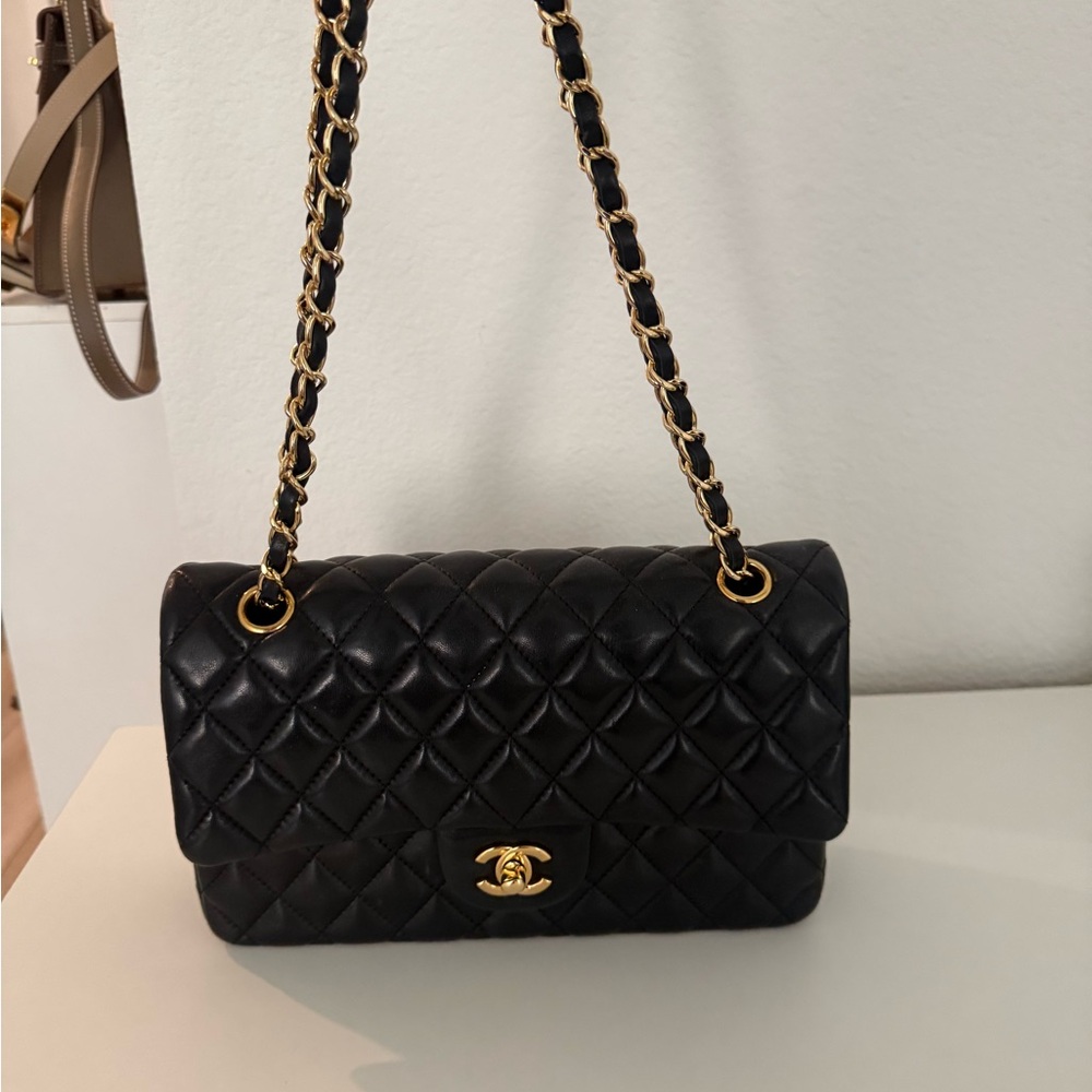 Black Chanel classic flap bag